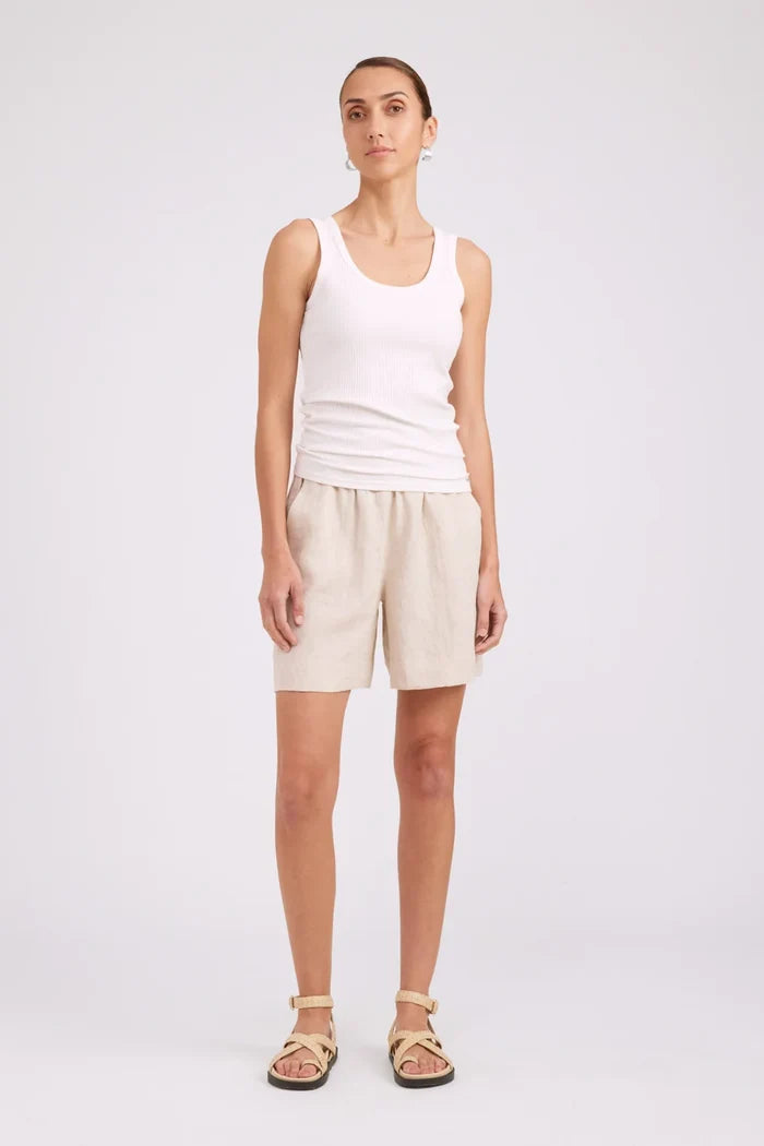 Studio Ribbed Tank White