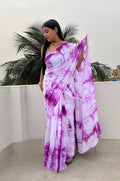 Lavender Tie and Dye Mulmul cotton Summer Saree by Shopaame