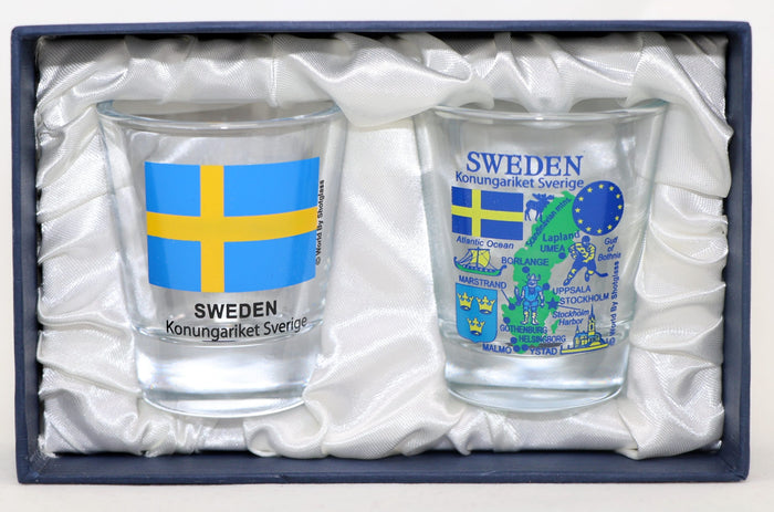 Sweden Souvenir Boxed Shot Glass Set (Set of 2)