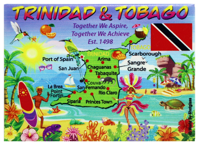 Trinidad & Tobago Map Caribbean Fridge Collector's Souvenir Magnet 2.5" X 3.5"