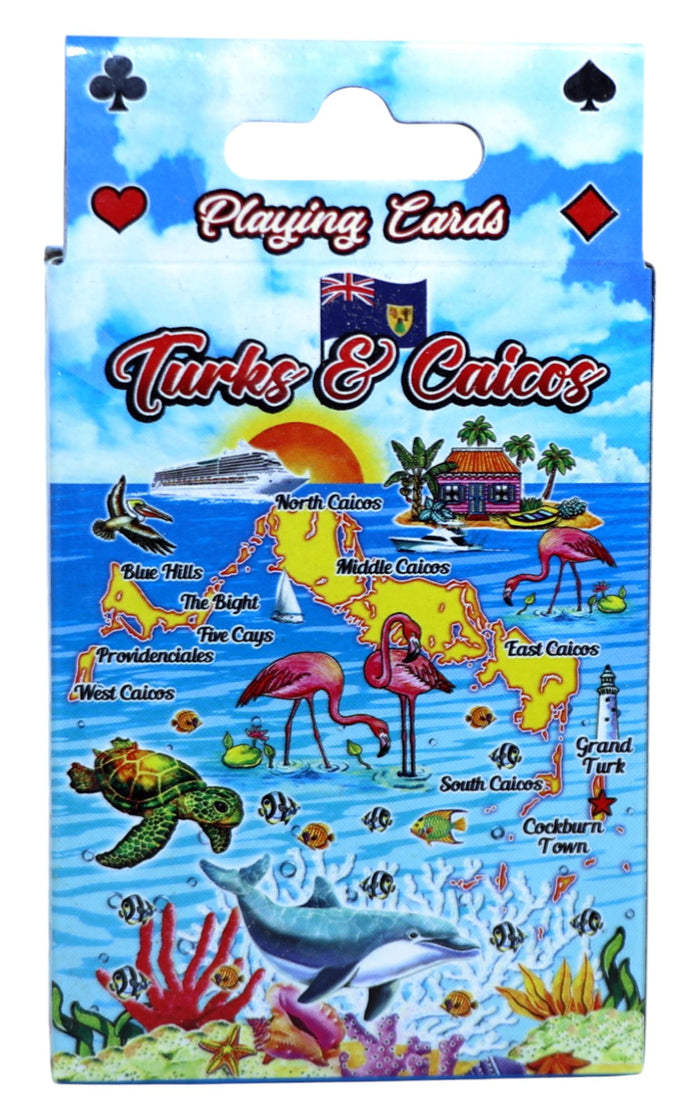 Turks & Caicos Map Collectible Souvenir Playing Cards with Header
