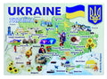 Ukraine Graphic Map and Attractions Souvenir Fridge Magnet 2.5" X 3.5"