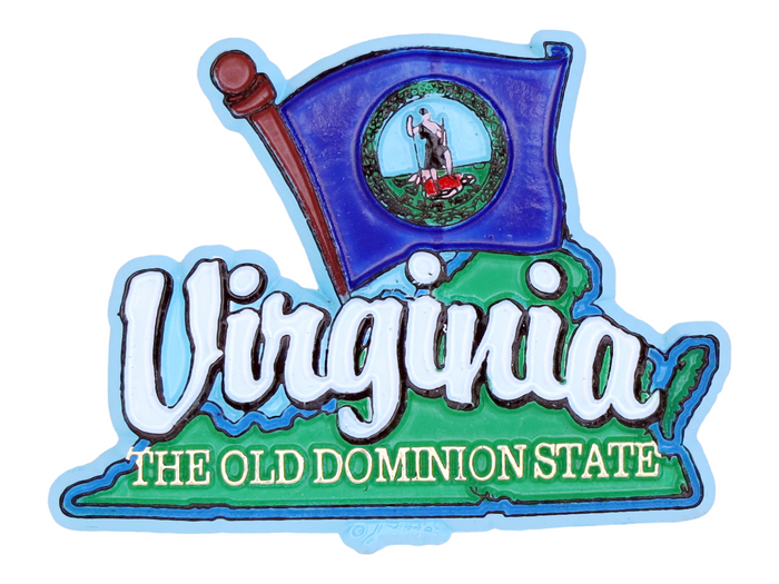 Virginia State Map-Flag Fridge Collectible Souvenir Magnet