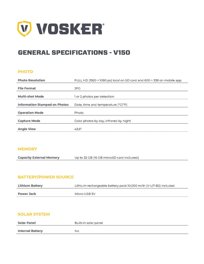 VOSKER V150 Solar Powered LTE Cellular Outdoor Security Camera | V150