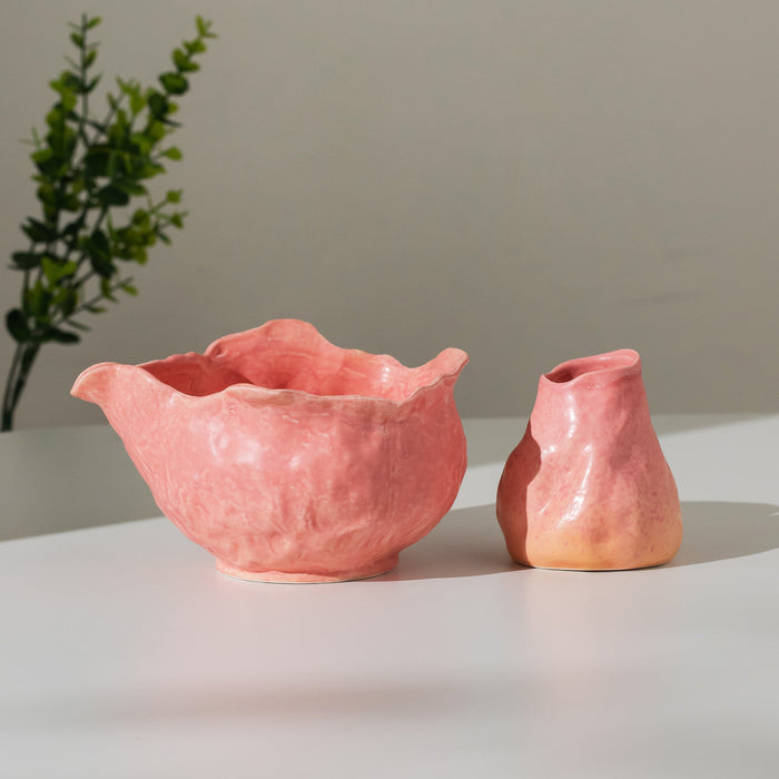 Watermelon Pink Ceramic Matcha Set with Bowl and Chasen Holder