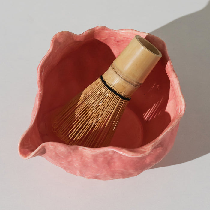 Watermelon Pink Ceramic Matcha Set with Bowl and Chasen Holder