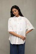 White Leaf Cotton Jamdani Shirt