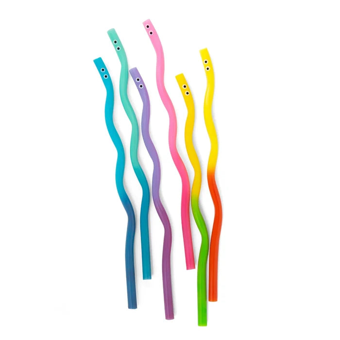 Wiggly Worm Colour Changing Straws S/6