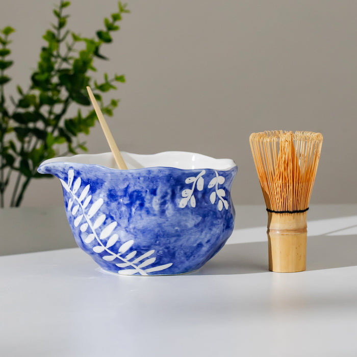 Willow Ceramic Matcha Set with Bowl and Chasen Holder