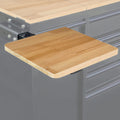 Close up of Viper Tool Storage black 60-inch 7-drawer workstation highlighting wood shelf attachment