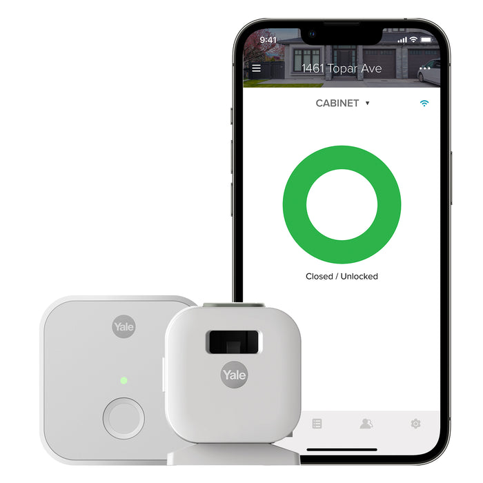 Marketing image of the Yale Smart Cabinet Lock – Wi-Fi Connected | YRCB-490-CB1